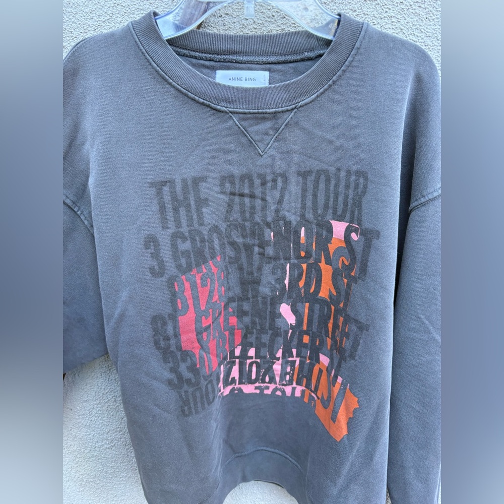 Anine Bing Ramona Street Graphic Sweatshirt Grey - Picture 6 of 10